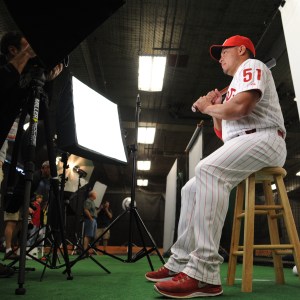 Carlos Ruiz poses during photo day Wednesday in Clearwater.